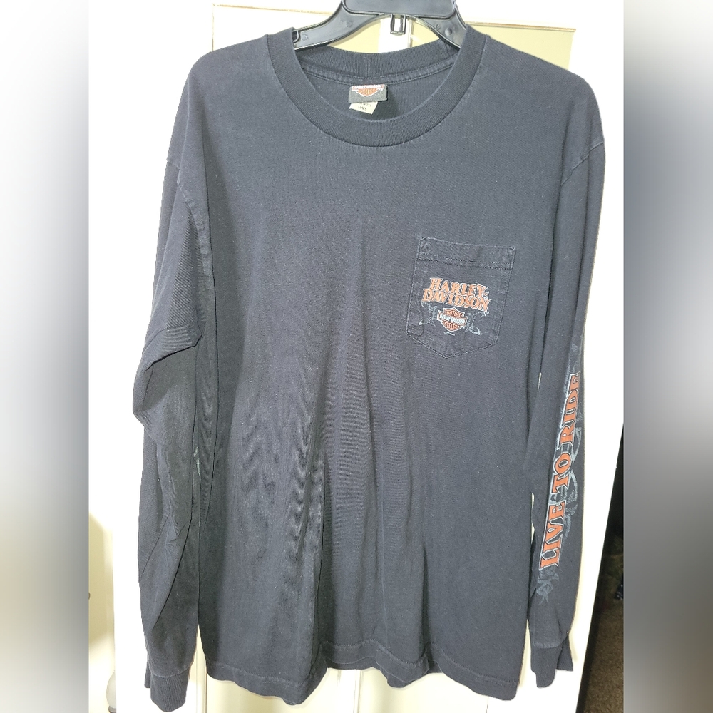 Harley Davidson Pocket Pompano Beach Fla  Longleeve T-shirt - Size Large